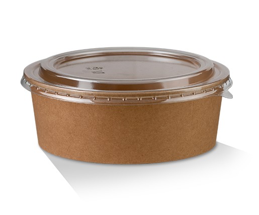 Raised Clear PET Lid 150mm to suit PLA Coated Kraft / Bamboo Salad Bowls 16oz-32oz