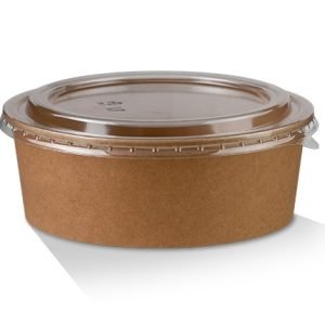 Raised Clear PET Lid 150mm to suit PLA Coated Kraft / Bamboo Salad Bowls 16oz-32oz